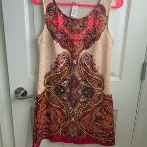 Pink and cream colored dress